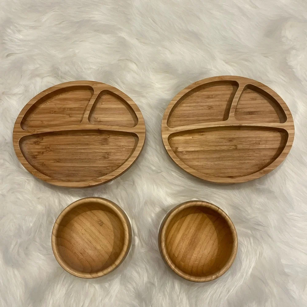 Avanchy Bamboo Suction Plates and Bowls Set - Picture 1 of 8